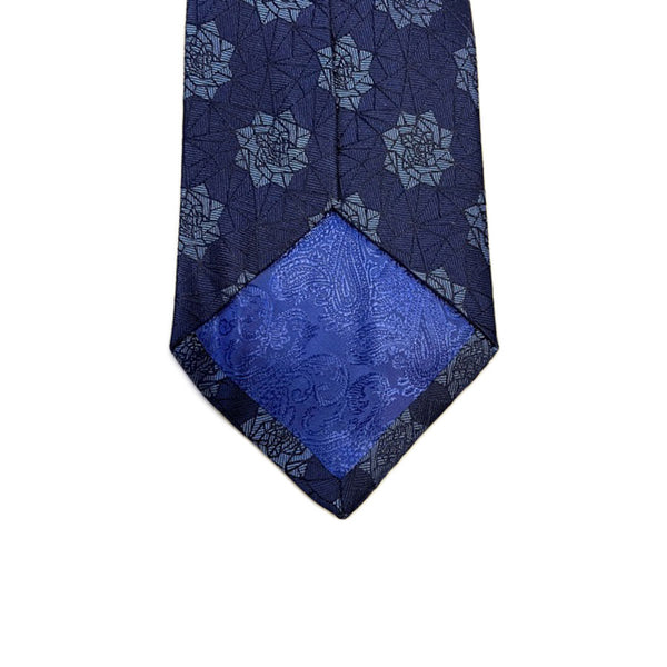 Turnbull & Asser Jacquard Floral Printed Silk Neck Tie TY2250, Navy/Blue