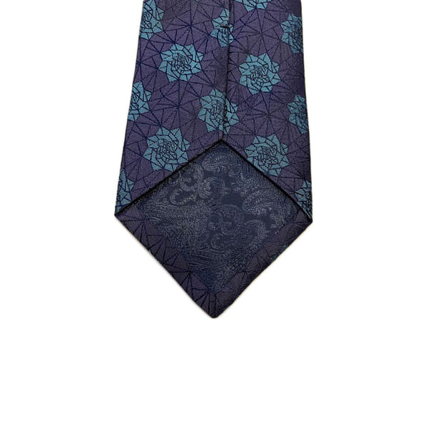 Turnbull & Asser Jacquard Floral Printed Silk Neck Tie TY2250, Purple/Turquoise