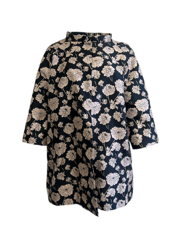Marina Rinaldi Women's Nero Tarsia Floral Printed Duster Coat Size 20W/29