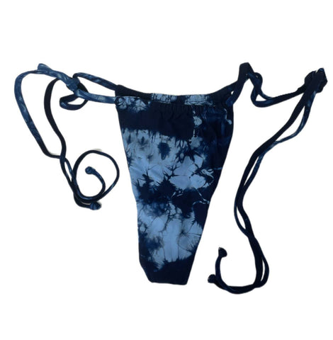 Frankies Women's Tie Die Blue Tasha Thong Swim Bottom Size S NWT