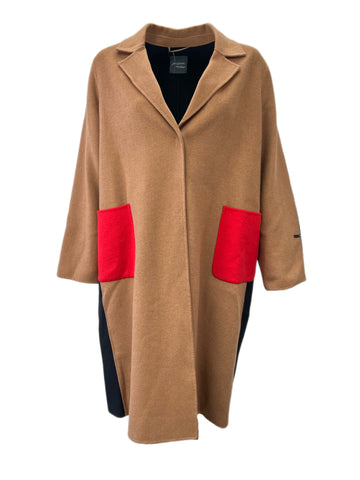 Marina Rinaldi Women's Camel Tenuta Wool Blended Patch Pockets Coat Size 20W/29