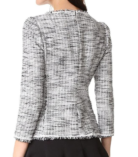 REBECCA TAYLOR Women's White Boucle Tweed Top #016617 2 NWT