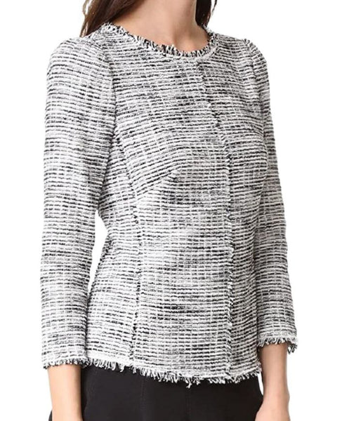 REBECCA TAYLOR Women's White Boucle Tweed Top #016617 2 NWT