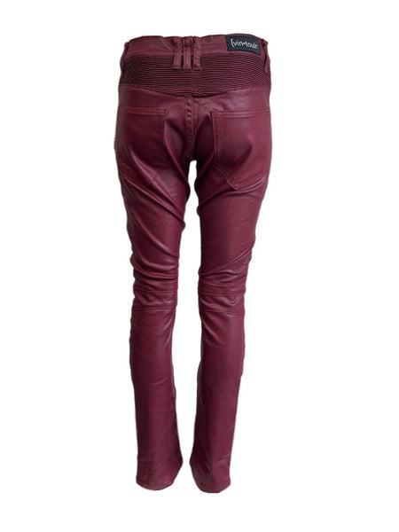 Vin Touir Women's Red Ribbed Biker Slim Jeans Size 30 NWT