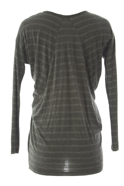 VELVET by Graham & Spencer Women's Charcoal Silver Stripe V-Neck Top S $108 NEW