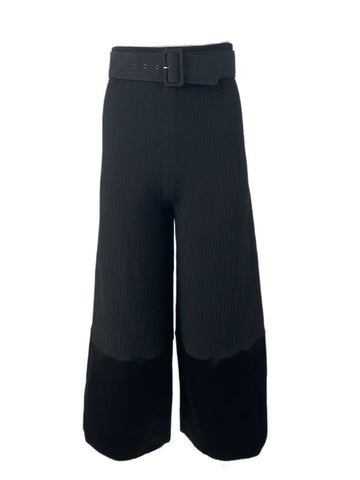 SOLACE London Black Wide Leg Belted Trousers Size US 4 NWT