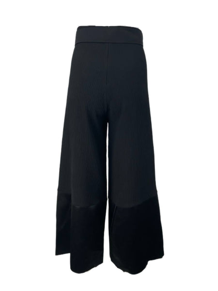 SOLACE London Black Wide Leg Belted Trousers Size US 4 NWT