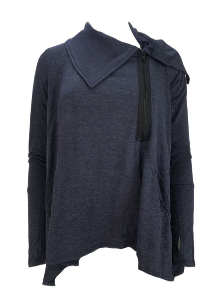 TEREZ Women's Blue Zip Front Log Sleeve Tunic #24018006 NWT