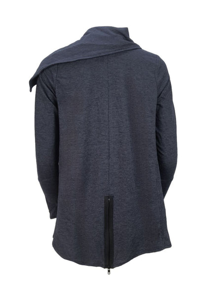 TEREZ Women's Blue Zip Front Log Sleeve Tunic #24018006 NWT