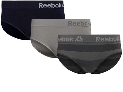 REEBOK Women's Grey/Navy 3-Pack Seamless Hipsters NEW