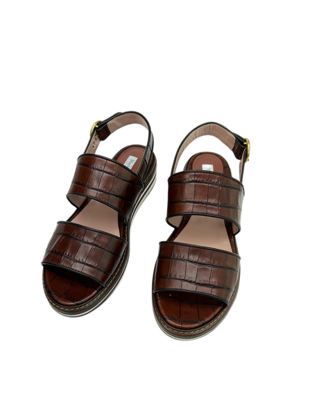 Max Mara Women's Tobacco Urlo Leather Sandals NWB