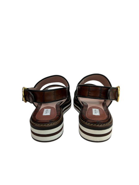 Max Mara Women's Tobacco Urlo Leather Sandals NWB