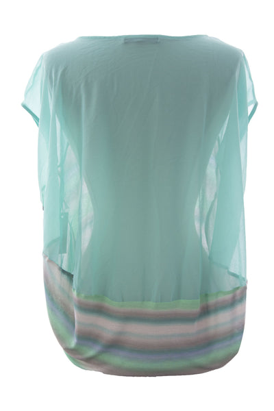 VELVET by Graham & Spencer Women's Turquoise Viscose Contrast Top $110 NEW