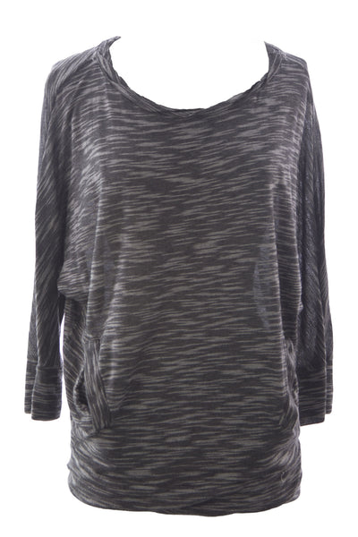 VELVET by Graham & Spencer Women's Black/White Ruched Crew Neck Blouse $102 NEW