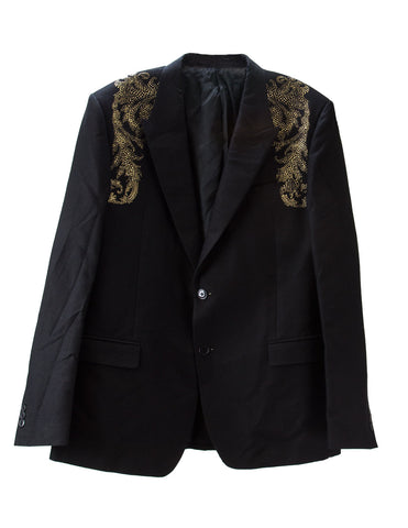 Versace Collection Men's Barocco Shoulder Blazer IT 56R Black
