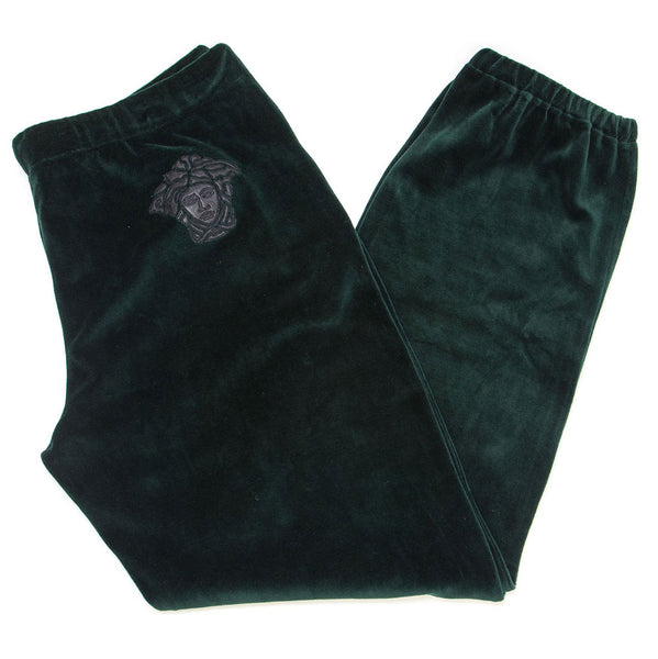 Versace Men's Velour Jogger Track Pants XX-Large Dark Green