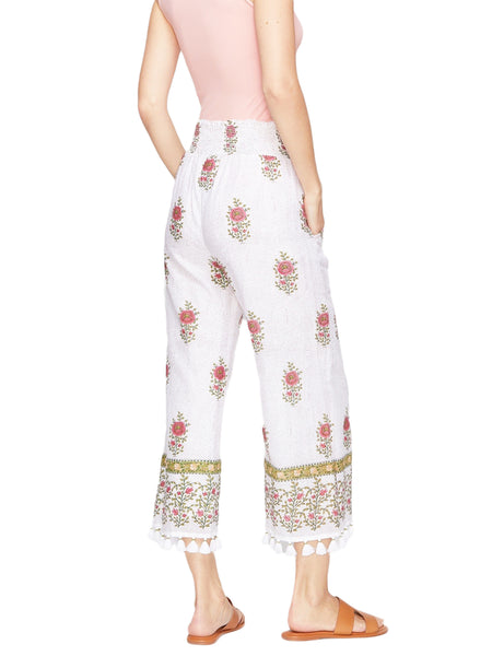 ROBERTA ROLLER RABBIT Women's White Valley Floral Jakara Pant $168 NEW