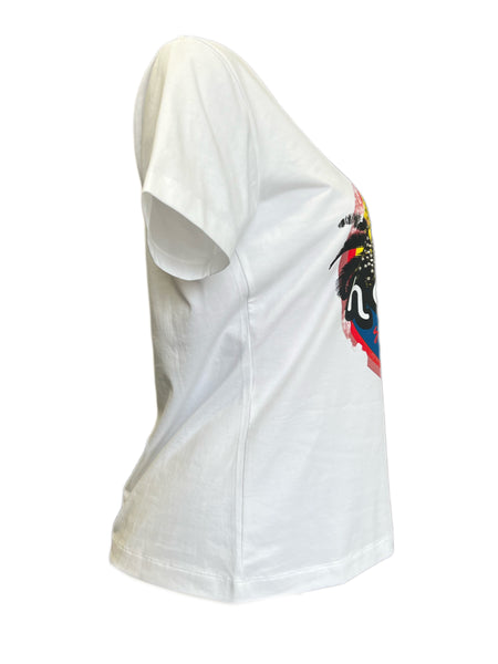 Marina Rinaldi Women's White Valuta Beaded Cotton Blended T Shirt Size XS NWT