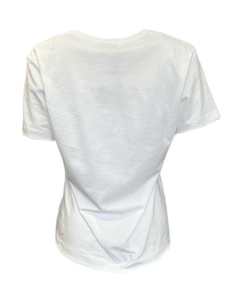 Marina Rinaldi Women's White Valuta Beaded Cotton Blended T Shirt Size XS NWT