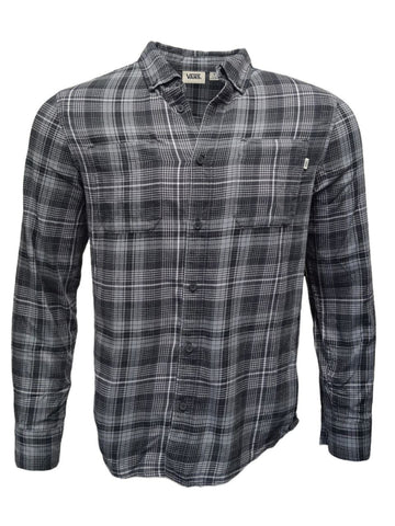 VANS Men's Grey Classic Vendor Plaid Knitted Button-Down Shirt #3725 Small NWT