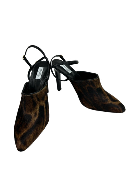 Max Mara Women's Cognac Vdelfin Slingback Pumps Size 9 NWT