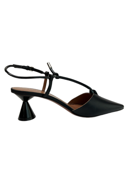 Max Mara Women's Nero Veditor Pedestal Heel Slingback Pumps Size 9  NWB