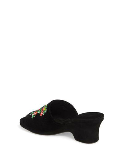 OPENING CEREMONY Women's Beaded Velvet Heeled Slides, Black