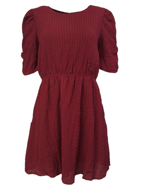 VERY J Women's Red A-Line Short Sleeve Round Neck Mini Dress #J Medium NWT