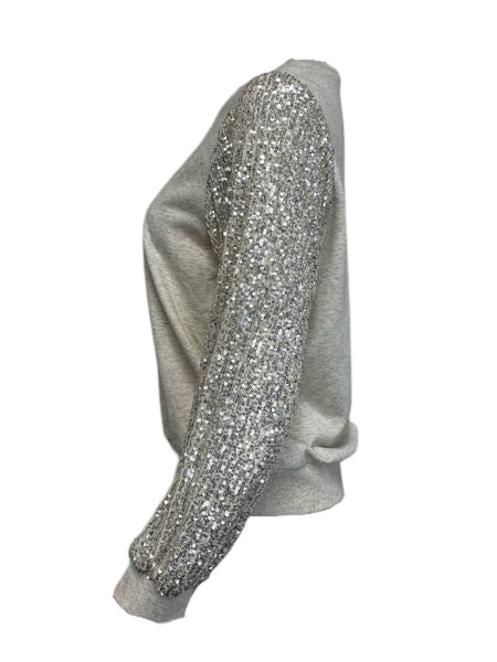 HEARTLOOM Women's Silver Vesta Sequin Sweatshirt Size S NWOT