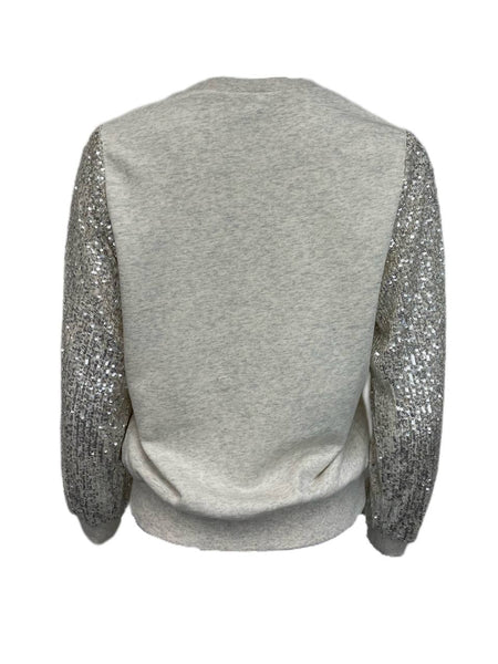 HEARTLOOM Women's Silver Vesta Sequin Sweatshirt Size S NWOT