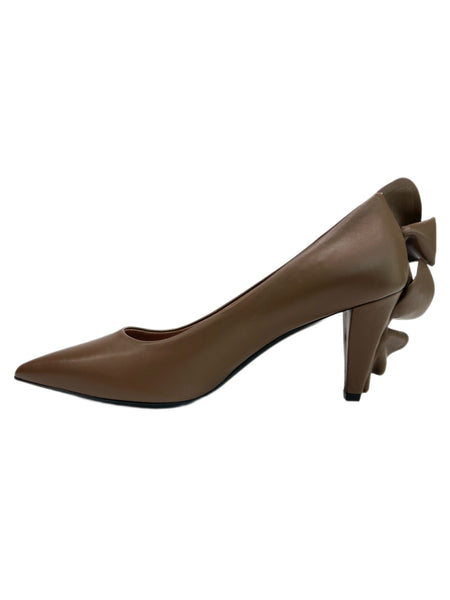 Max Mara Women's Corteccia Viola Leather Ruffle Frill Pumps Size 6 NWB