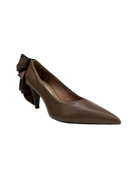 Max Mara Women's Corteccia Viola Leather Ruffle Frill Pumps Size 6 NWB