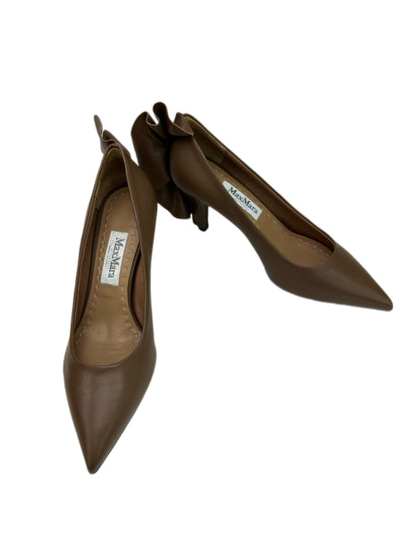 Max Mara Women's Corteccia Viola Leather Ruffle Frill Pumps Size 6 NWB