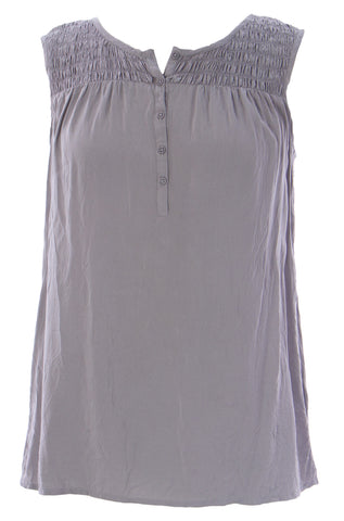 BODEN Women's Grey Pretty Smocked Vest Top WA498 US Sz 4 $78 NWOT