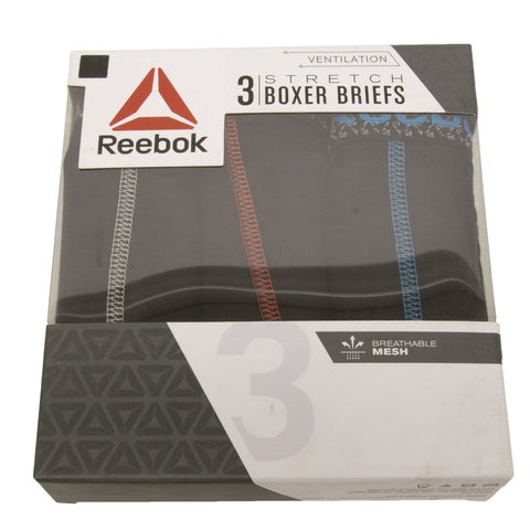 REEBOK Men's Black 3 Pack Stretch Boxer Briefs Small NEW