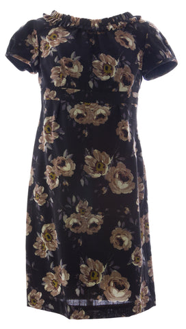 BODEN Women's Black Floral Print Wool Shift Dress WH304 US Sz 6P $188 NWOT