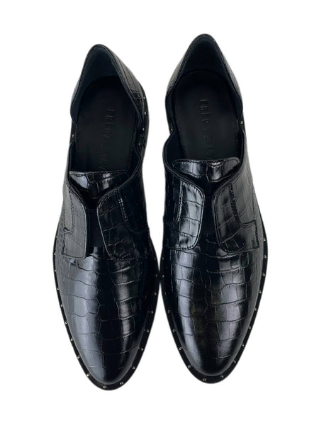 Freda Salvador Women's Black Embossed Croc Wear D'Orsay Oxford Size 5.5 NWB