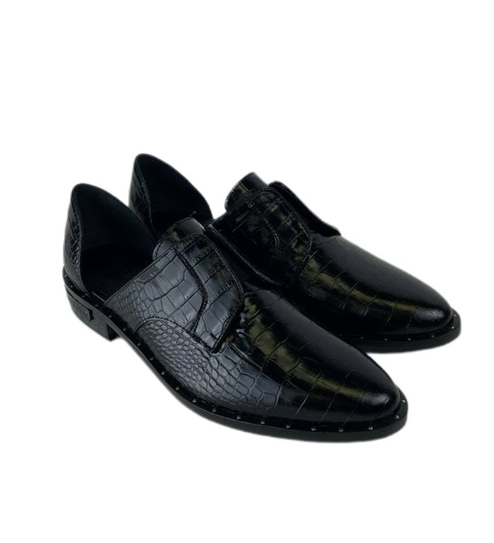 Freda Salvador Women's Black Embossed Croc Wear D'Orsay Oxford Size 5.5 NWB