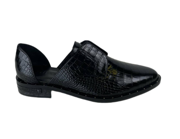 Freda Salvador Women's Black Embossed Croc Wear D'Orsay Oxford Size 5.5 NWB