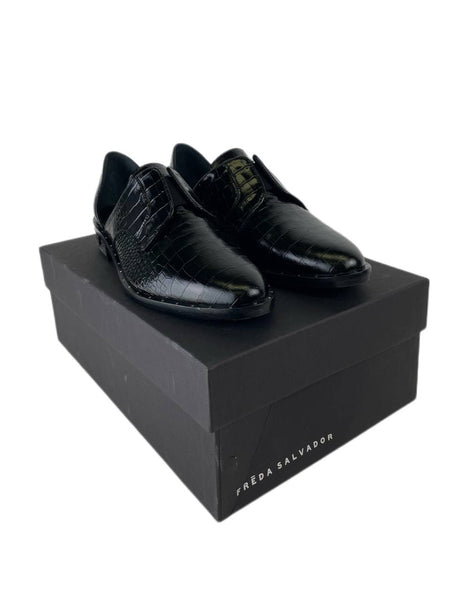 Freda Salvador Women's Black Embossed Croc Wear D'Orsay Oxford Size 5.5 NWB