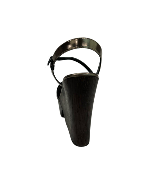 Max Mara Women's Nero Matteo Ankle Strap Wedge Sandals NWB