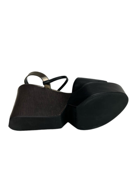 Max Mara Women's Nero Matteo Ankle Strap Wedge Sandals NWB