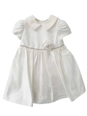 MONNALISA Girl's White A-Line Short Sleeve Full Skirt Dress #734903 24 Month NWT