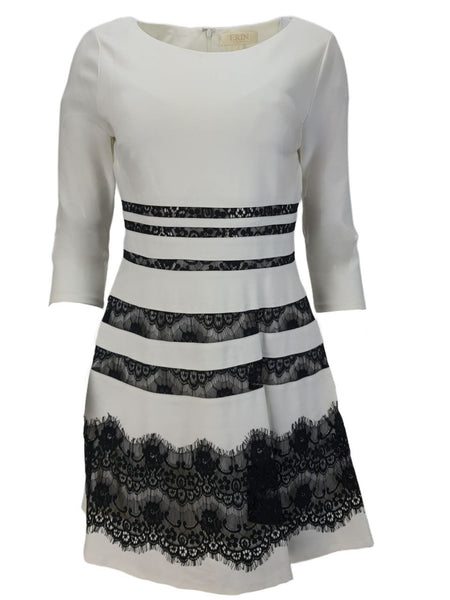 ERIN Women's White Lace Stripes Dress #50714273780 6 NWT