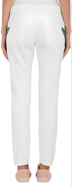 SANDRINE ROSE Women's White Skinny Boyfriend Embroidered Jeans #100146 23 NWT