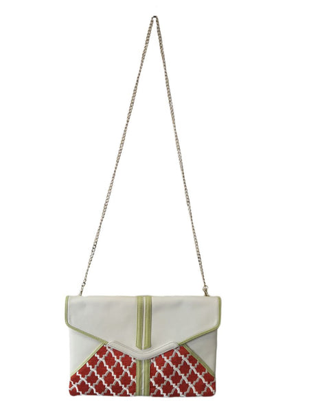 POPINJAY Women's White Anfa Envelope Clutch #Pop1 8'5"x12' One Size NWT