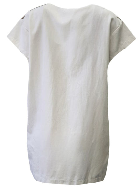 ST. ROCHE Women's White Chalk Lace Up Short Danny Dress #SU1715 NWT