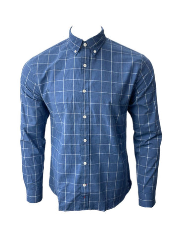 APOLIS Men's Blue Windowpane Button Down Shirt NWT
