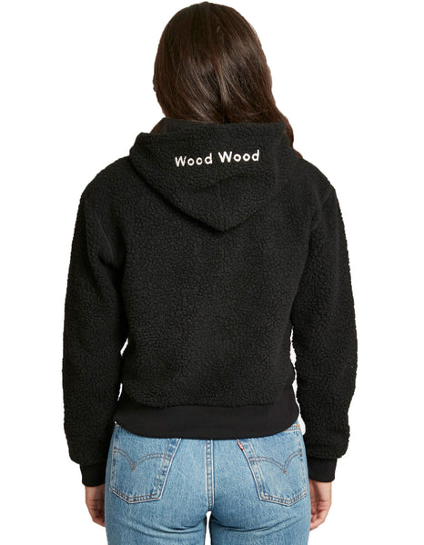 WOOD WOOD Women's Black Inger Fleece Half Zip Hoodie $225 NWT