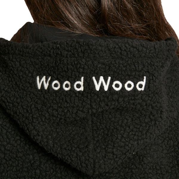 WOOD WOOD Women's Black Inger Fleece Half Zip Hoodie $225 NWT